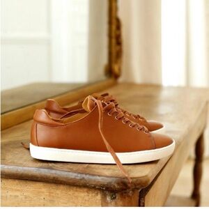 Sezane Jack Leather Sneakers Trainers Size 39 🤎🧸